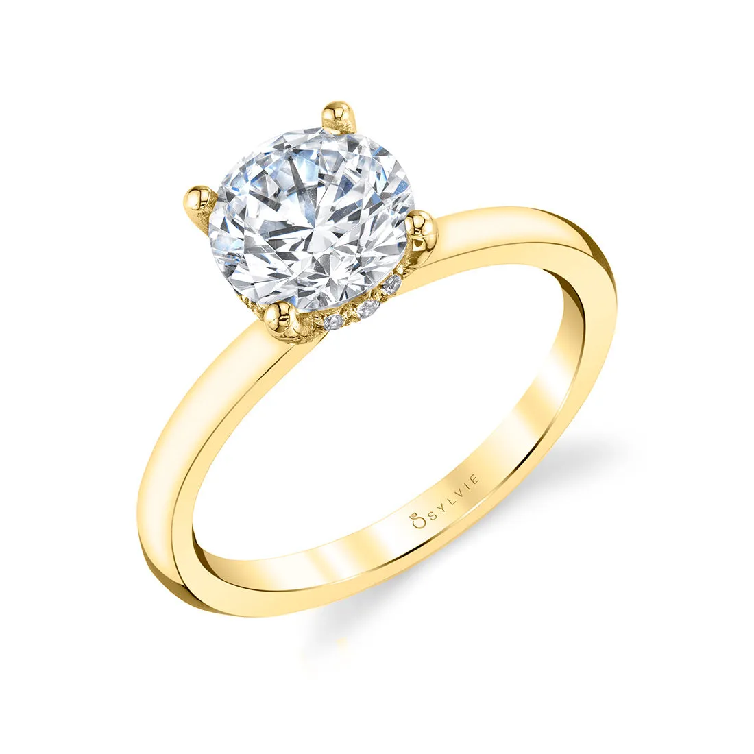 Round Cut Solitaire Engagement Ring - Joanna 18k Gold Yellow