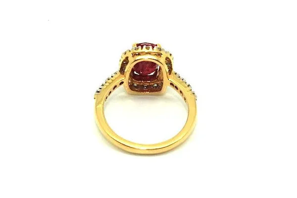 Ruby And Diamond Cushion Halo Ring Ad No.0422