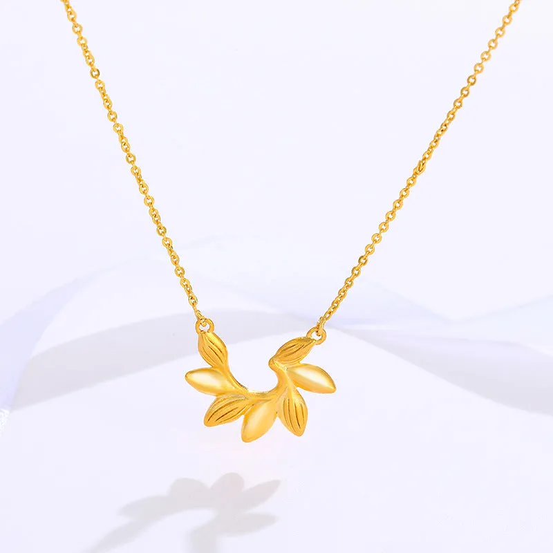 Safe wheat ear necklaces women's 24K gold-plated alloy temperament clavicle chain jewelry