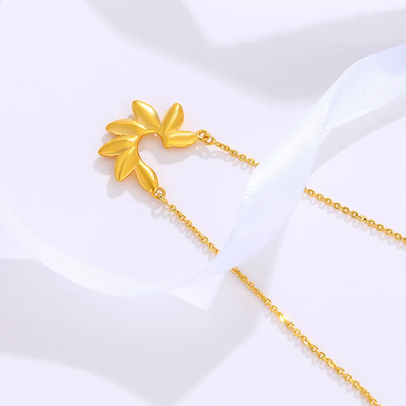 Safe wheat ear necklaces women's 24K gold-plated alloy temperament clavicle chain jewelry