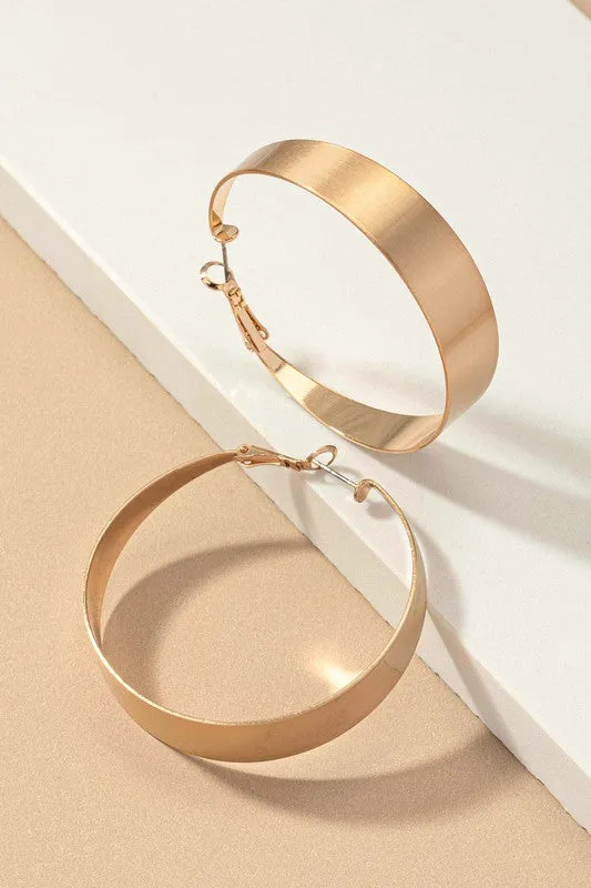 Satin surface wide hoop earrings • more colors