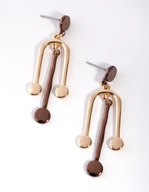 Semi Circle Brown Drop Earrings