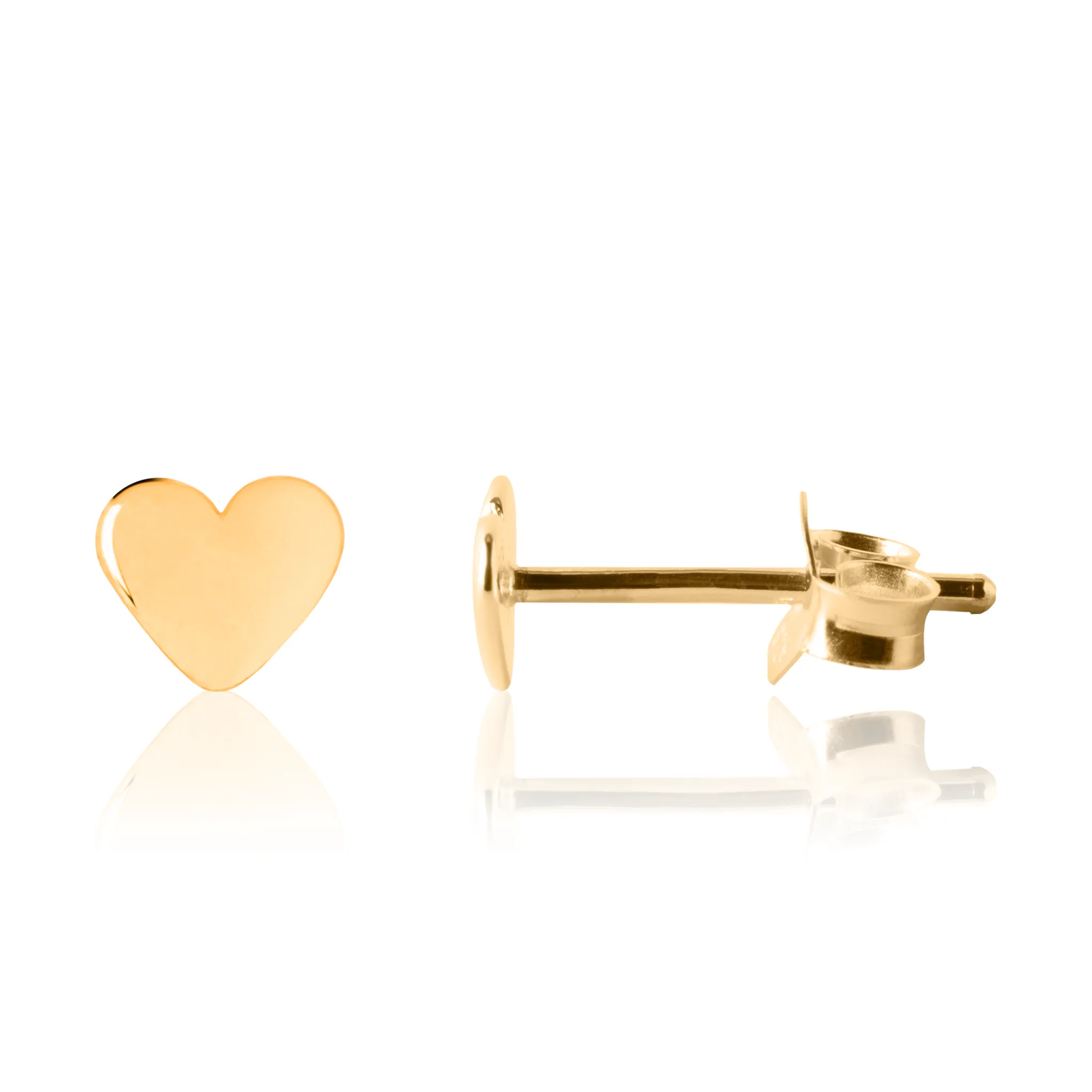 Shiny Baby Heart Earrings - Yellow Gold