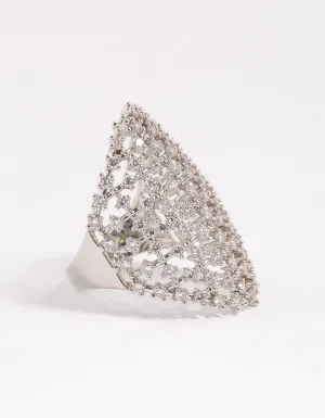 Silver Cubic Zirconia Shield Ring