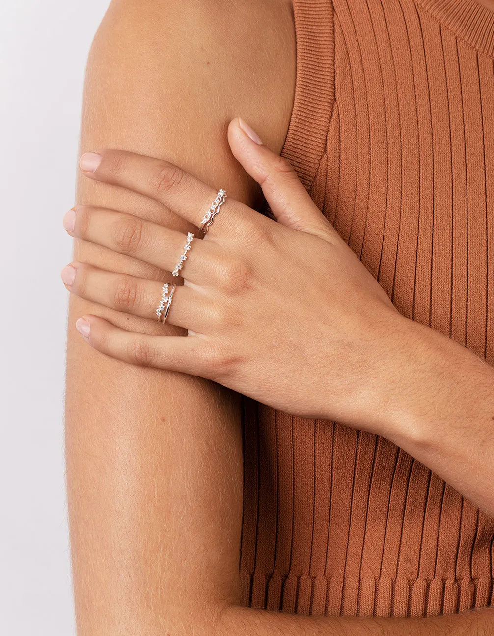 Silver Delicate Bands Rings 5-Pack