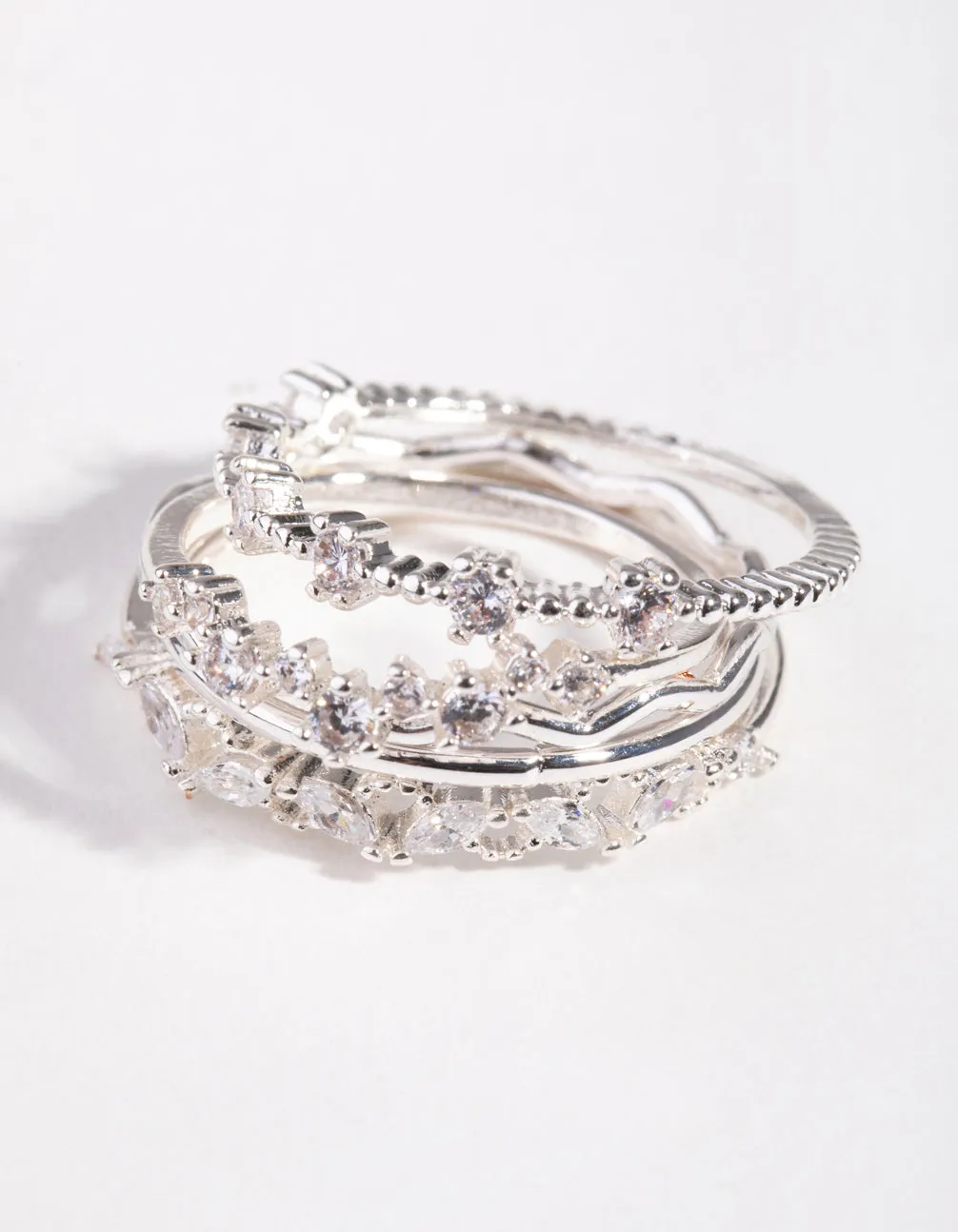 Silver Delicate Bands Rings 5-Pack