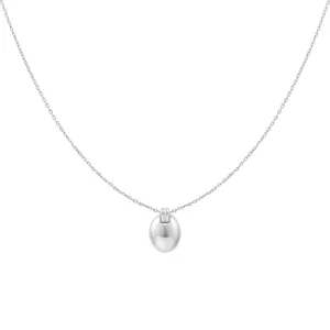 Silver Oval Charm Necklace