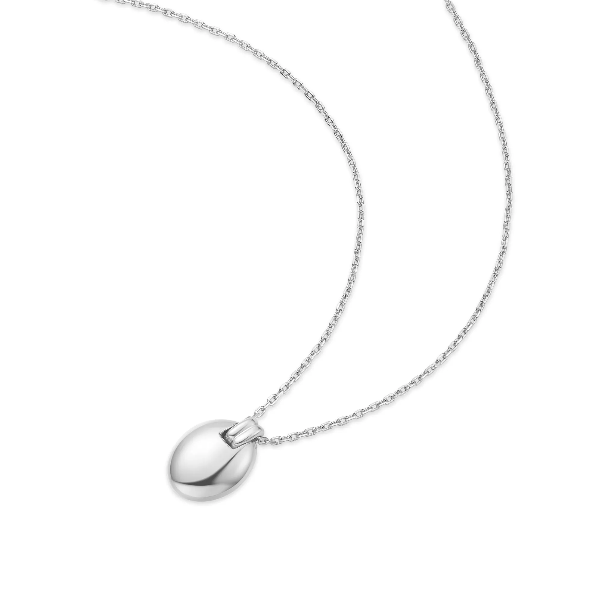 Silver Oval Charm Necklace