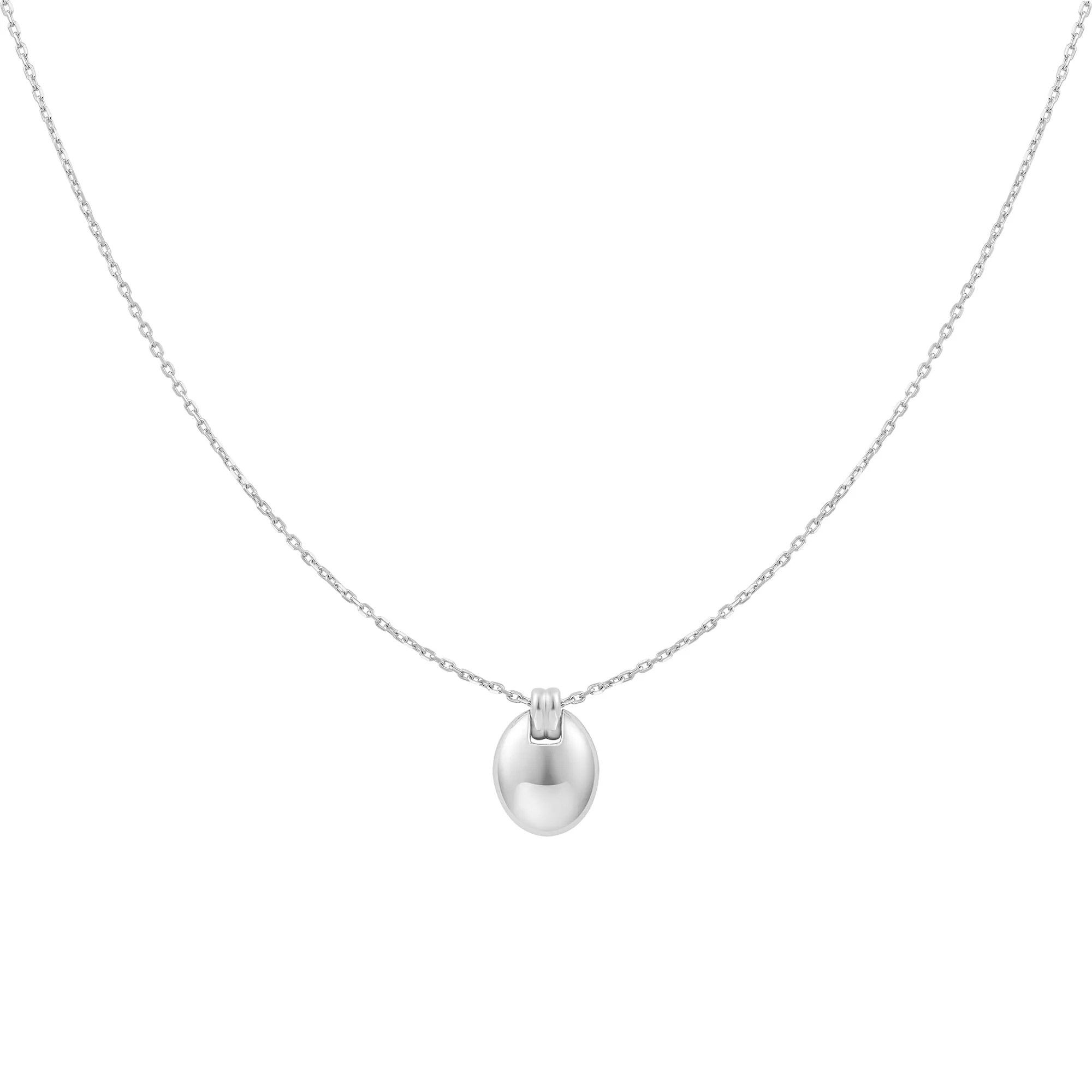 Silver Oval Charm Necklace