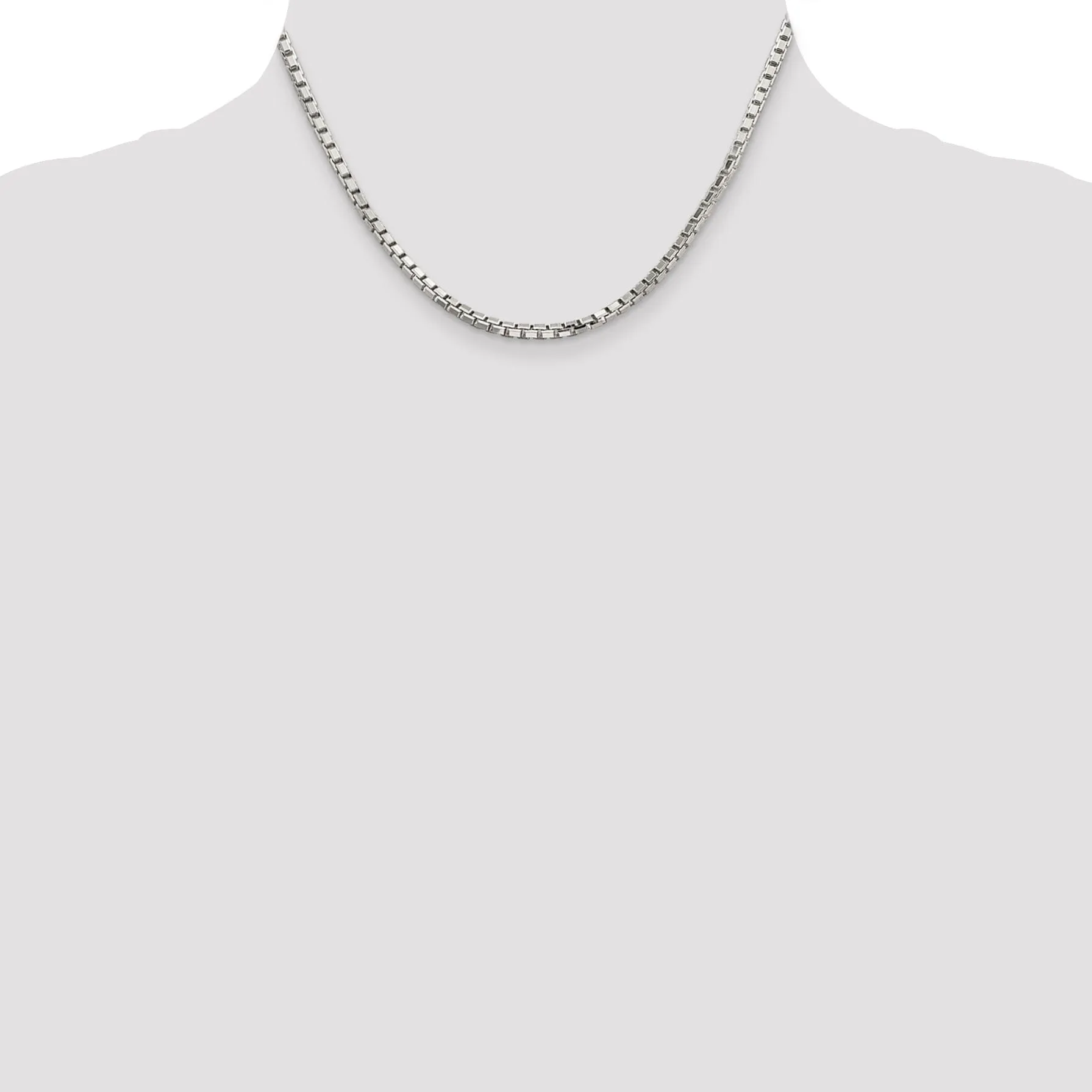 Silver Polish 3.20-mm Octagon Solid Box Chain