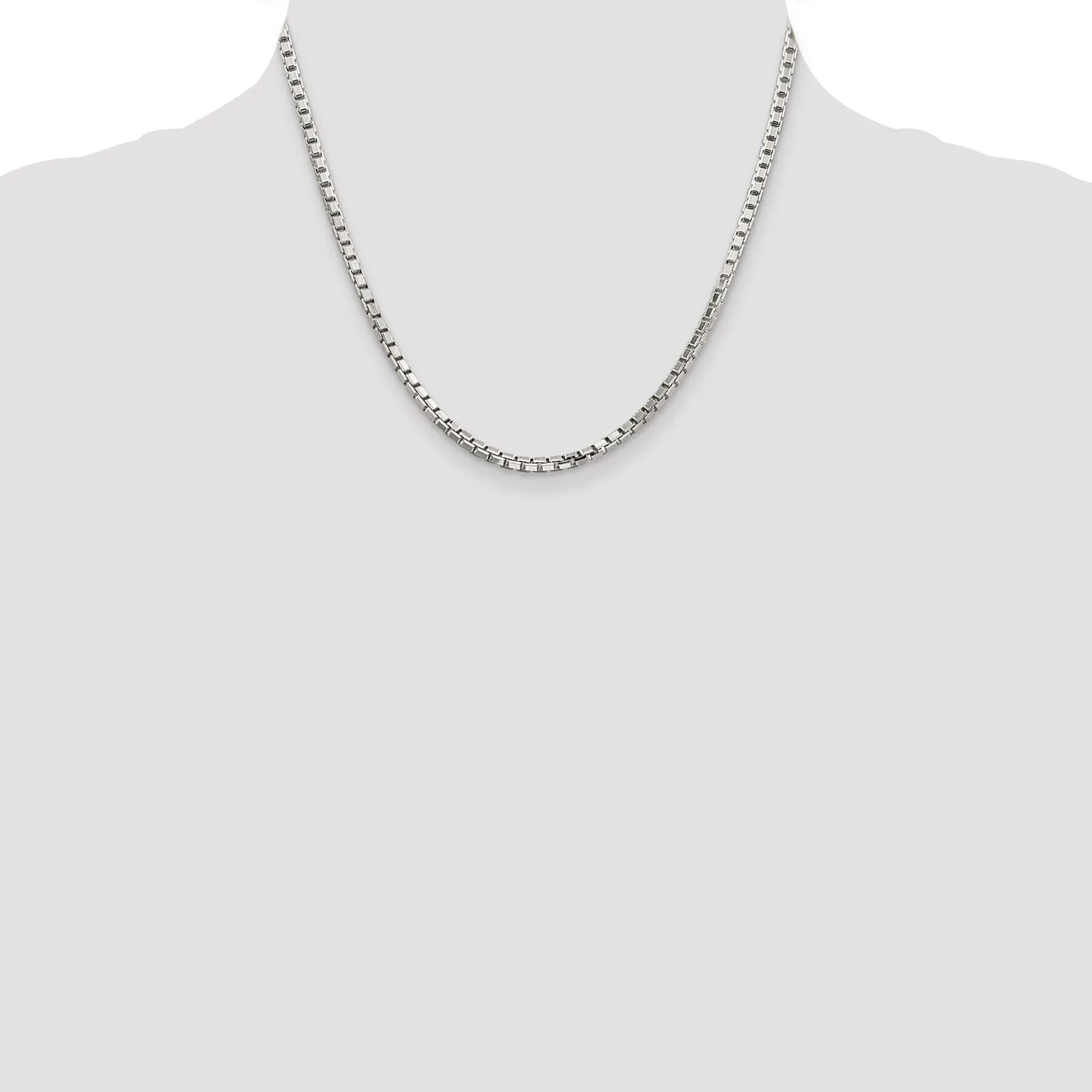 Silver Polish 3.20-mm Octagon Solid Box Chain