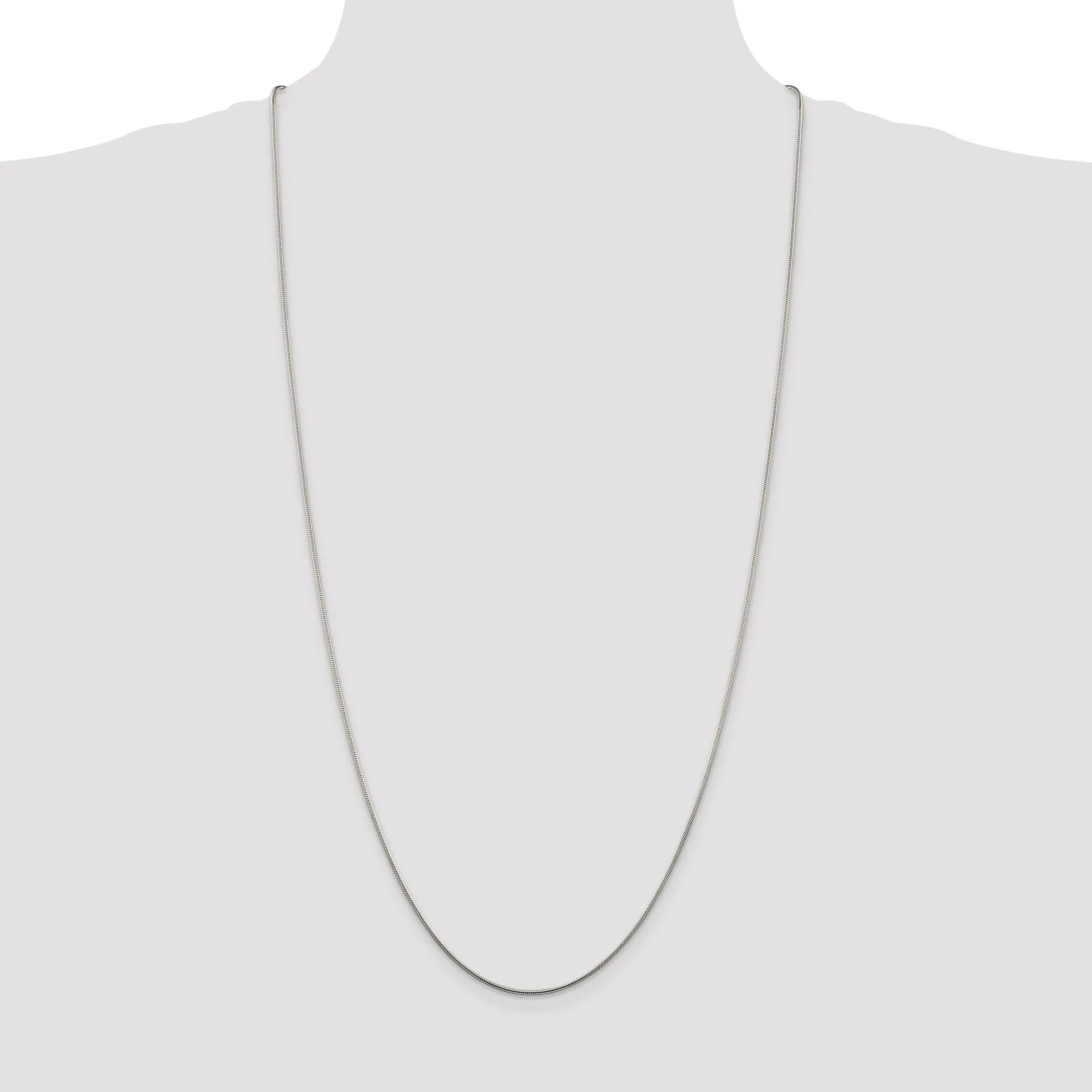 Silver Polish Solid 1.25-mm Round Snake Chain