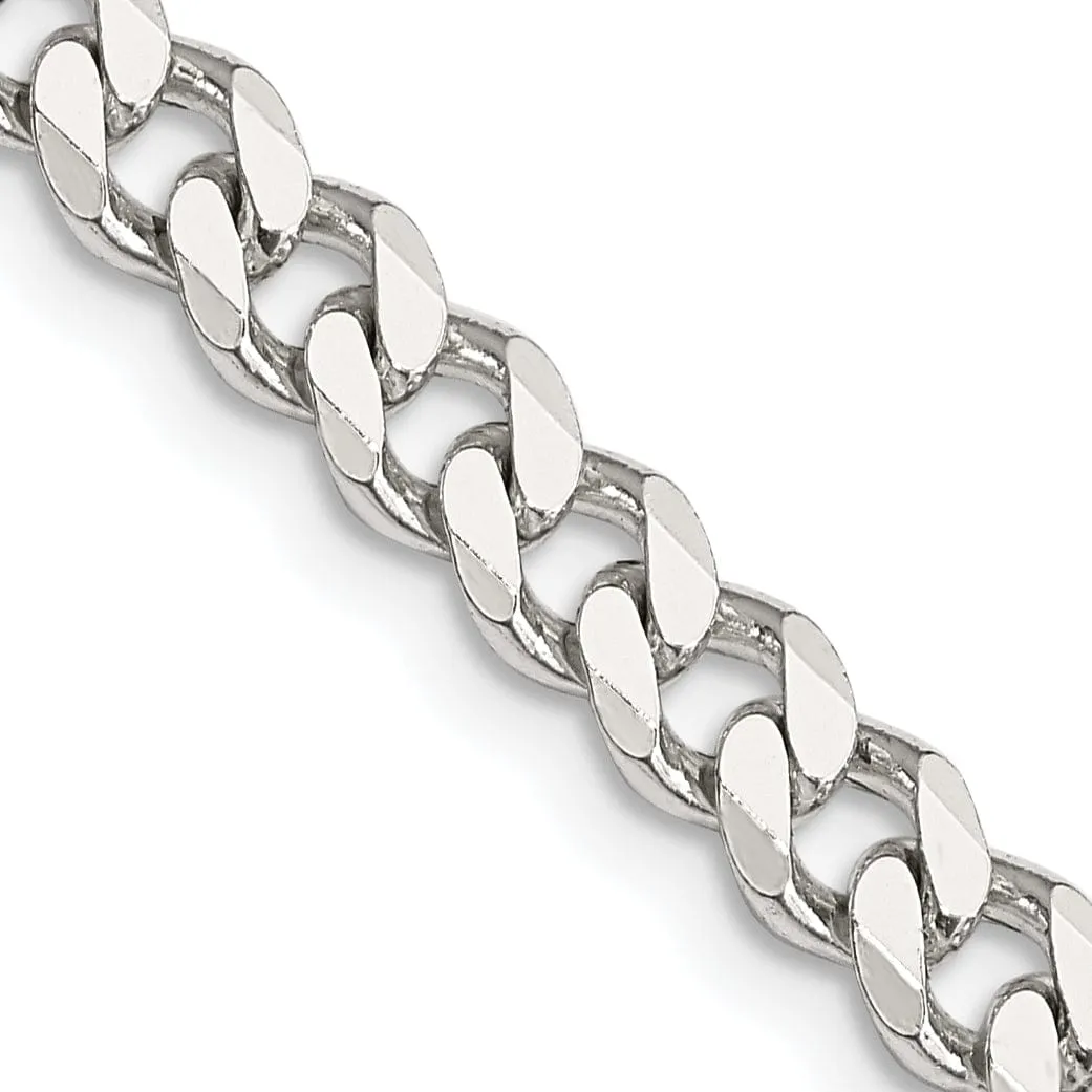 Silver Polished 6.00-mm Solid Curb Link Chain