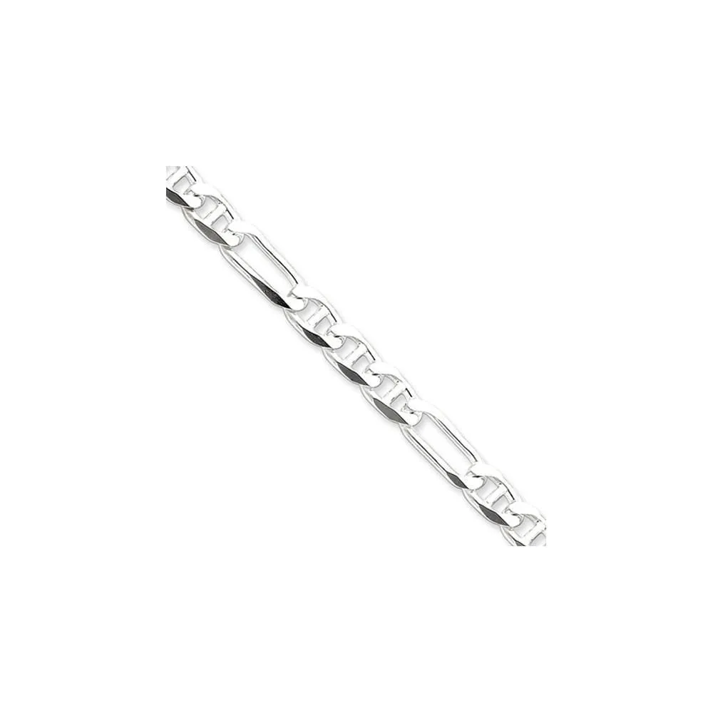 Silver Polished 6.50-mm Figaro Anchor Chain