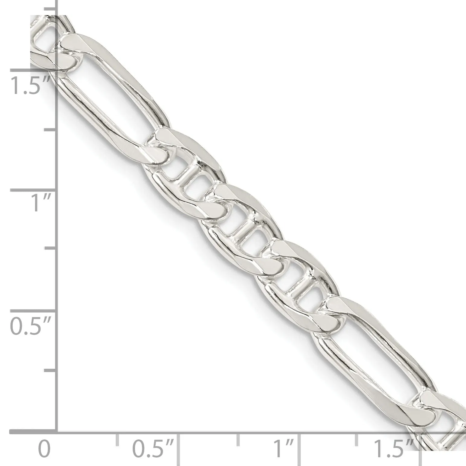 Silver Polished 6.50-mm Figaro Anchor Chain