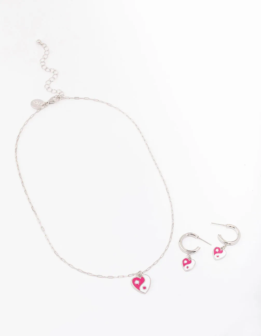 Silver Yin & Yang Heart Jewellery Set