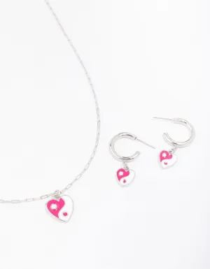 Silver Yin & Yang Heart Jewellery Set