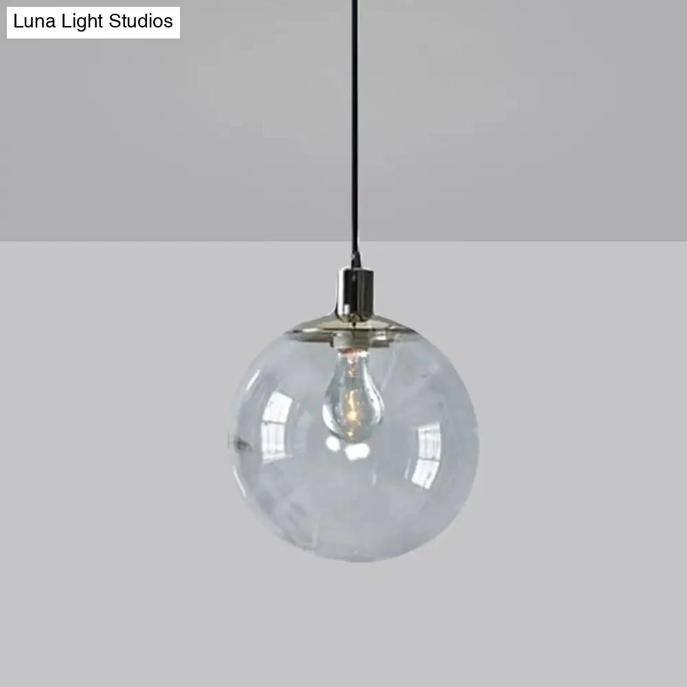 Simple Style Clear Glass Globe Pendant Ceiling Light - Wide 8"/10"/12" - 1 Head Hanging Lamp