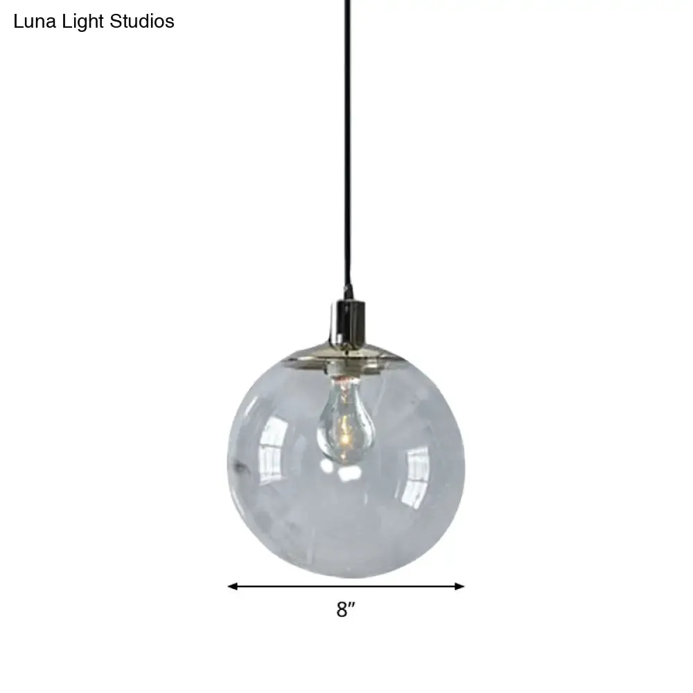 Simple Style Clear Glass Globe Pendant Ceiling Light - Wide 8"/10"/12" - 1 Head Hanging Lamp