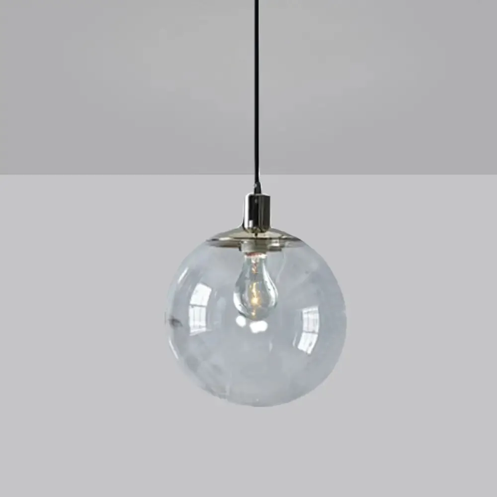 Simple Style Clear Glass Globe Pendant Ceiling Light - Wide 8"/10"/12" - 1 Head Hanging Lamp