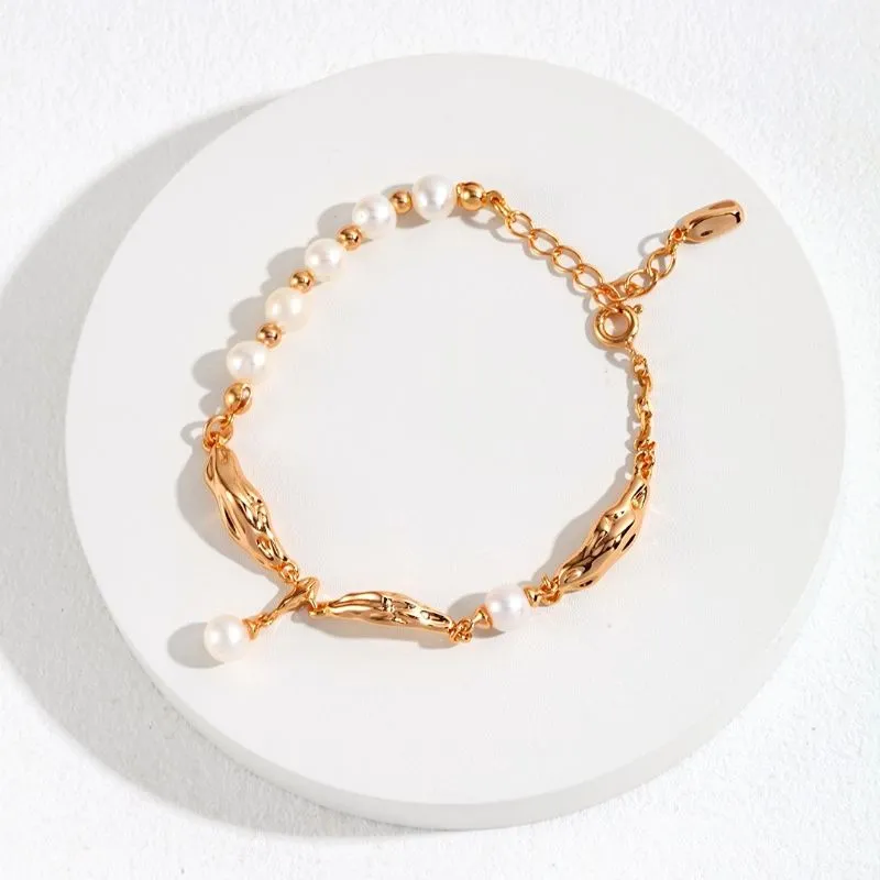 Soft Scarf Freshwater Pearl Bracelet -Gold Vermeil