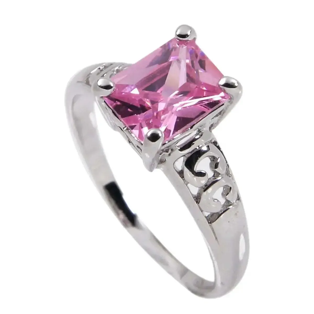 Sophisticated Pink Emerald Elevated Solitaire Ring in Sterling Silver