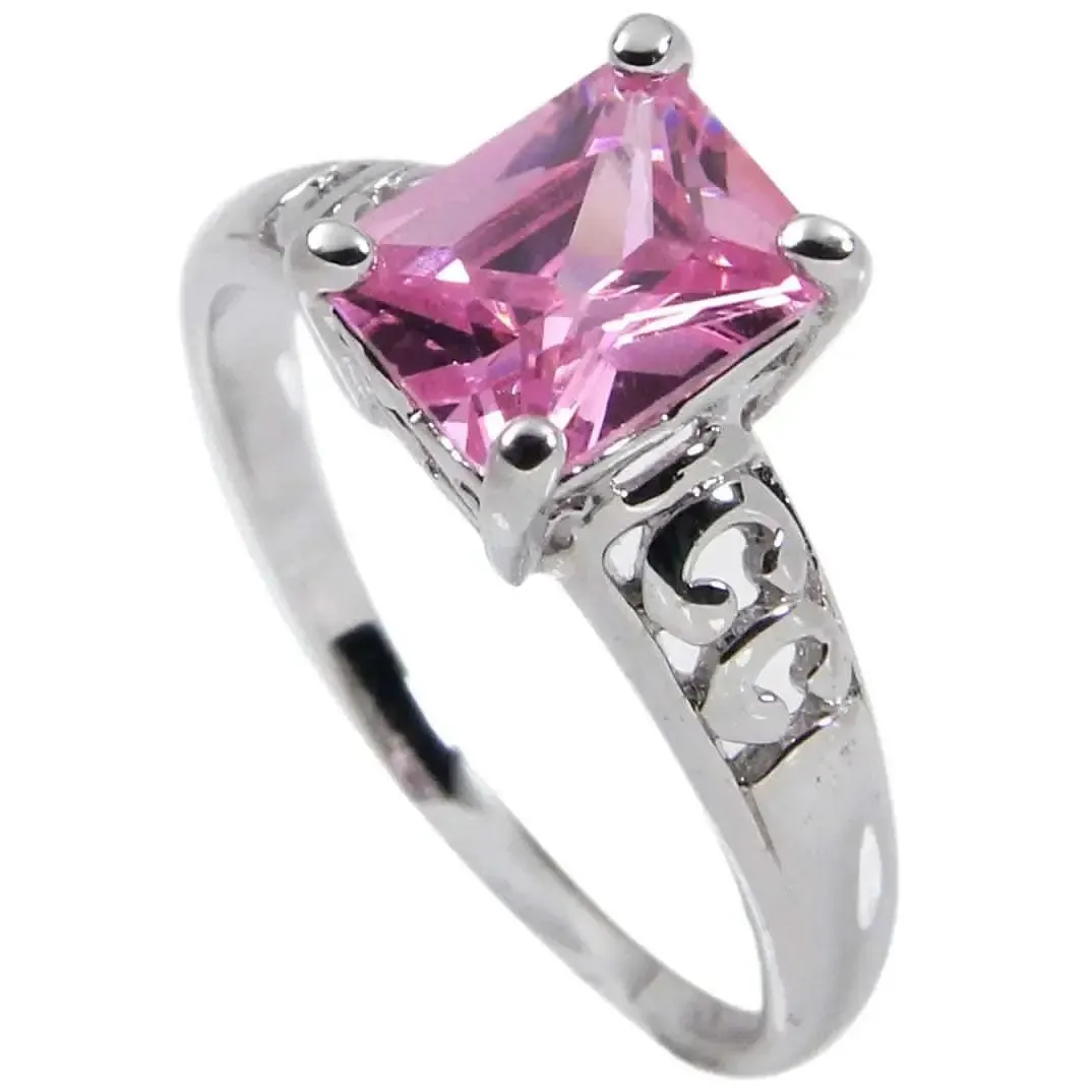 Sophisticated Pink Emerald Elevated Solitaire Ring in Sterling Silver