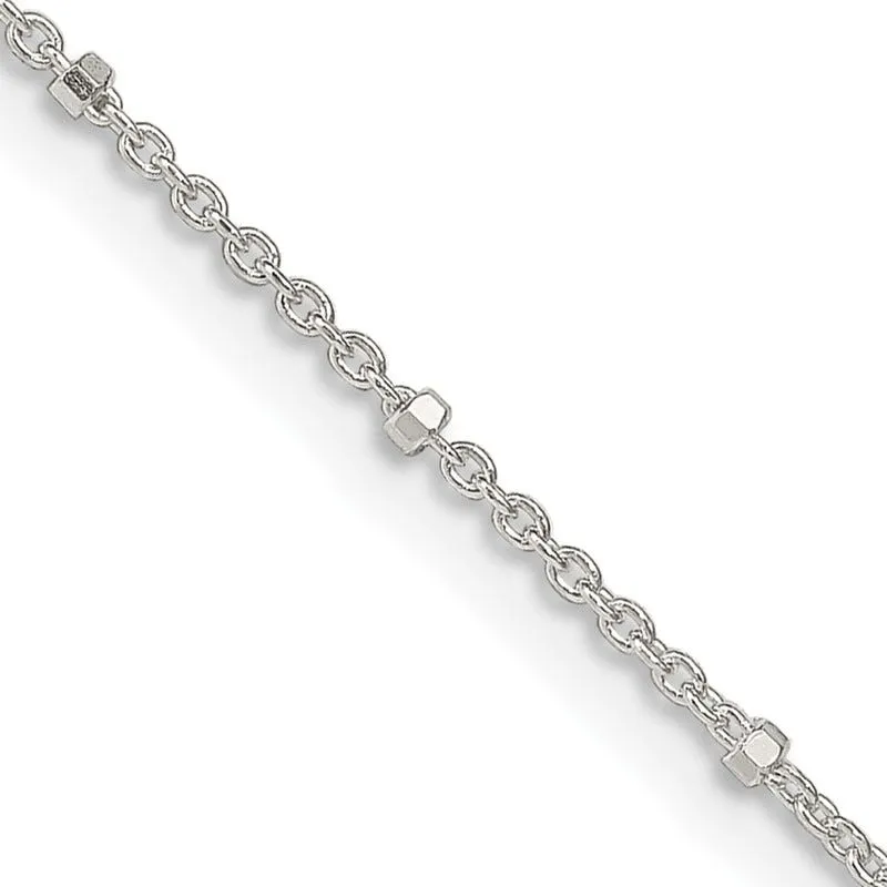 Sterling Silver 1.25mm Rolo with Beads Chain Necklace w/4in ext.