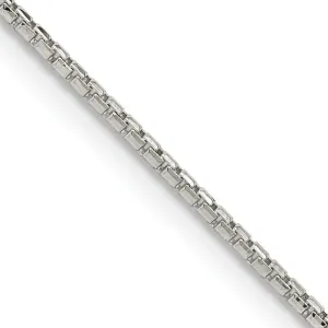 Sterling Silver 1.3mm Diamond-cut Round Box Chain Necklace w/2in ext.