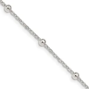 Sterling Silver 1.3mm Fancy Beaded Chain Necklace