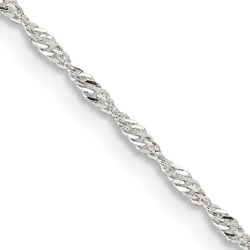 Sterling Silver 1.4mm Singapore Chain Necklace w/2in ext.