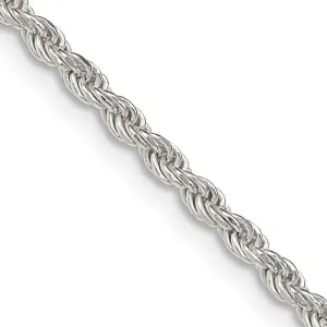 Sterling Silver 2.25mm Diamond-cut Rope Chain Necklace w/2in ext.