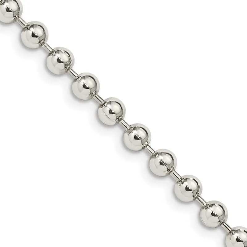 Sterling Silver 4mm Beaded Chain Necklace