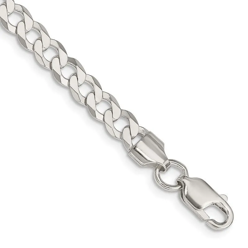 Sterling Silver 5.75mm Flat Curb Chain Bracelet