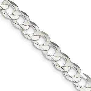 Sterling Silver 6.75mm Concave Beveled Curb Chain Necklace