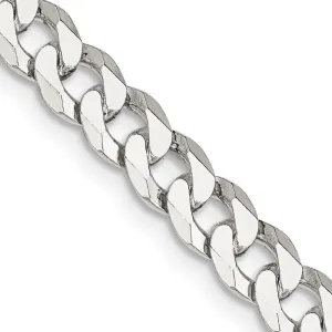 Sterling Silver 6mm Beveled Curb Chain Necklace