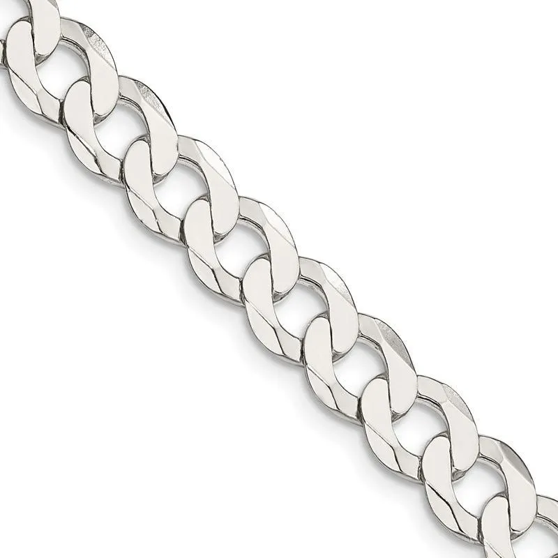 Sterling Silver 8mm Flat Curb Chain Necklace