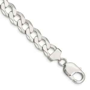 Sterling Silver 9.75mm Flat Curb Chain Bracelet