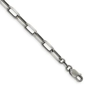 Sterling Silver Antiqued 4.8mm Elongated Open Link Chain Bracelet