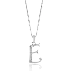 Sterling Silver Cubic Zirconia Cursive Initial "E" Pendant