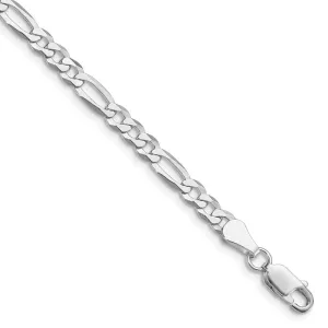 Sterling Silver Rhodium-plated 4.5mm Lightweight Flat Figaro Chain Bracelet