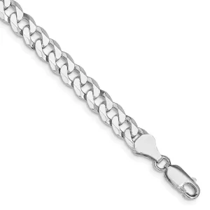 Sterling Silver Rhodium-plated 6mm Beveled Curb Chain Bracelet