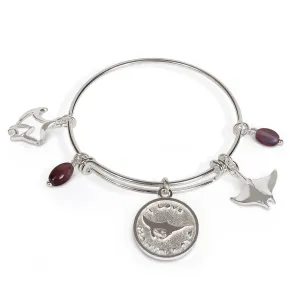 Stingray Bracelet, Manta Ray Bangle Bracelet, Stingray Charm Bracelet, Adjustable Bracelet for Women, Expandable Bracelet with Stingray