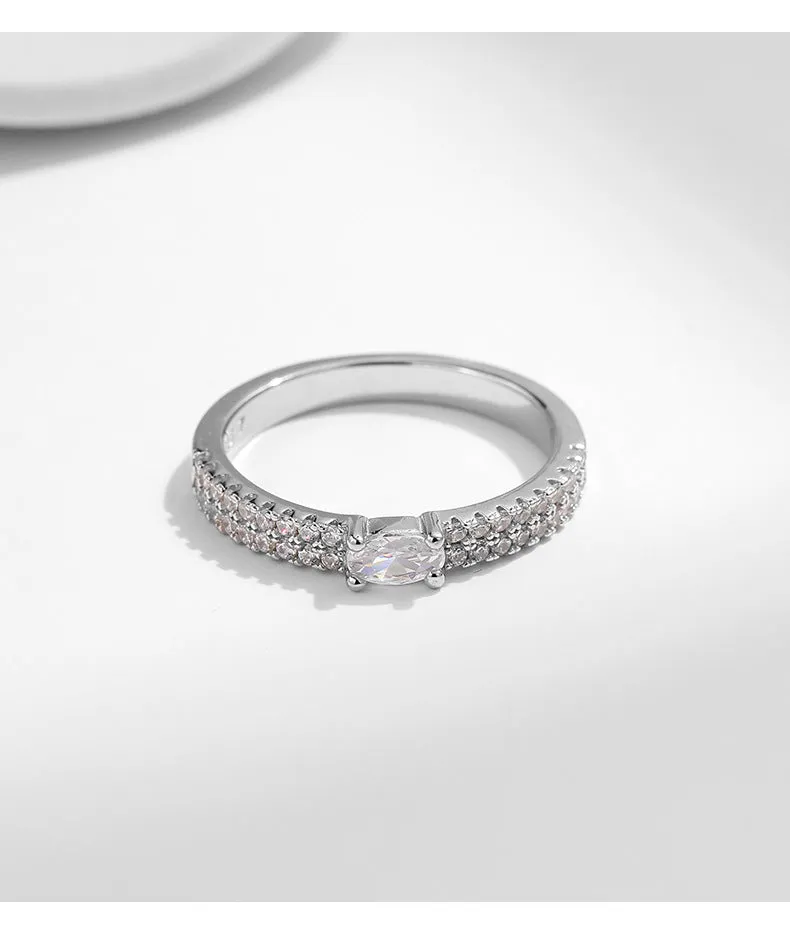 Stunning Sterling Silver Double-layer Zircon Ring for Sophisticated Women