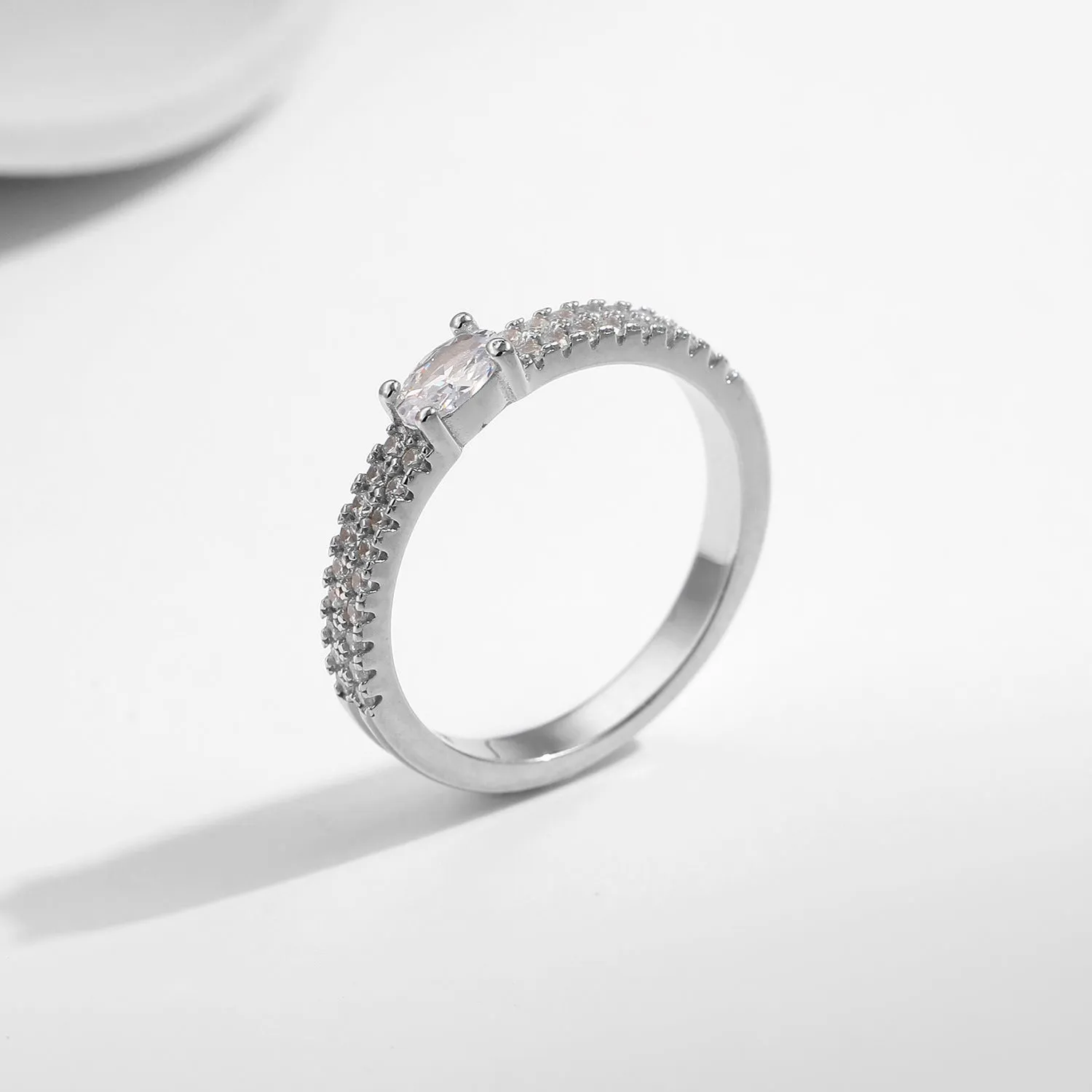 Stunning Sterling Silver Double-layer Zircon Ring for Sophisticated Women