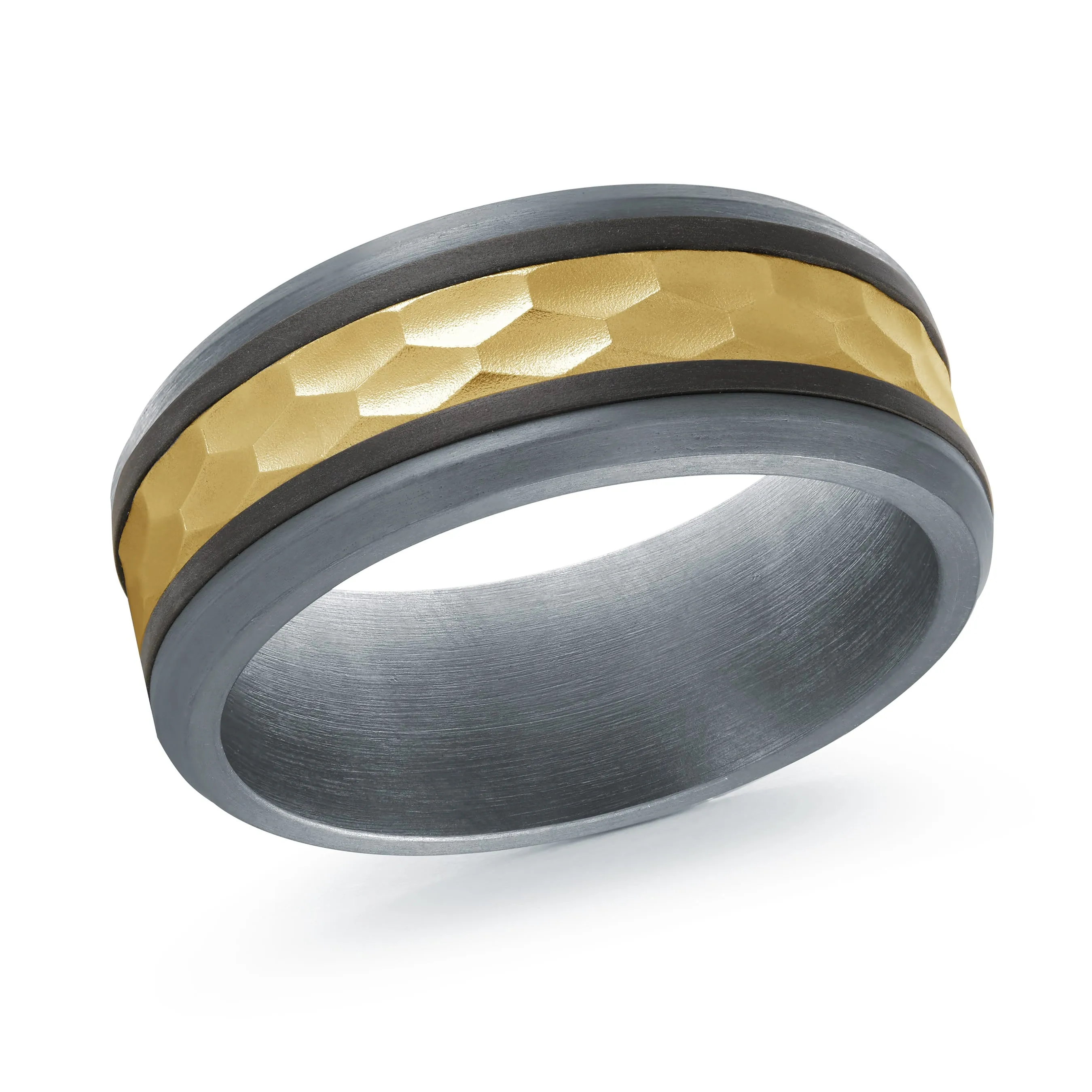 Tantalum with Carbon Fiber and 14K Yellow Gold Ring from the Tantalum Collection by Malo - MRDTC-004-8BY