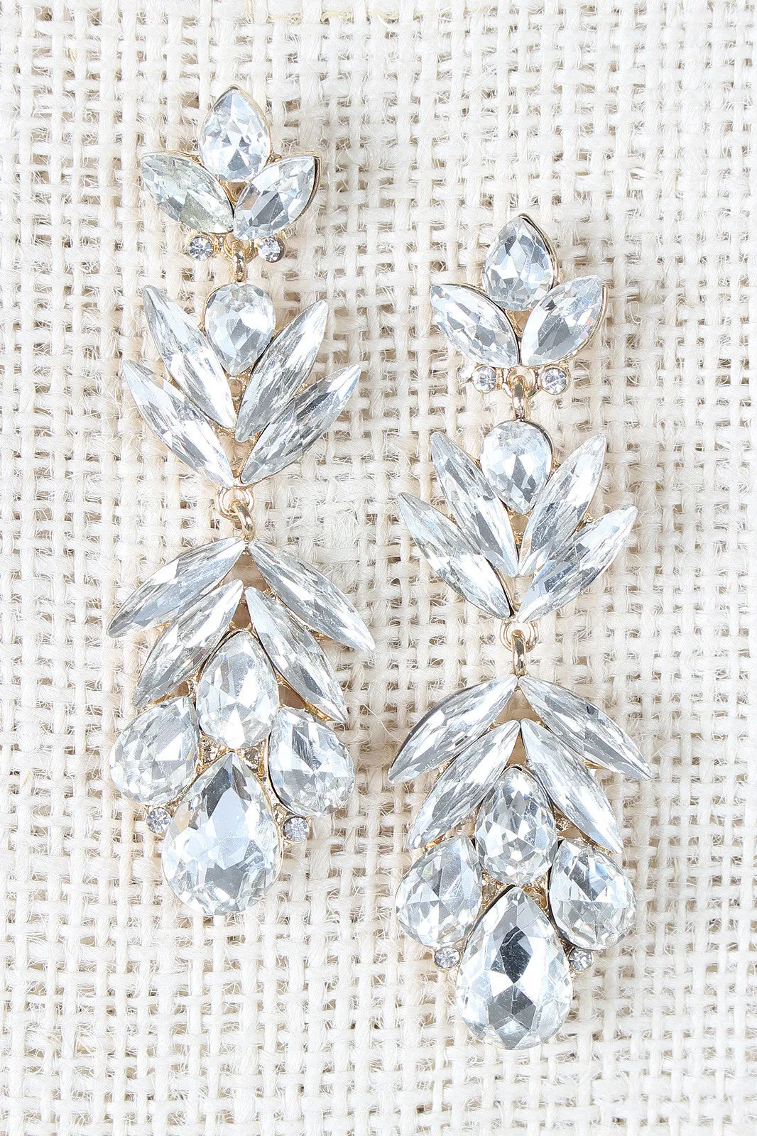 Teardrop Rhinestone Cluster Dangle Earrings