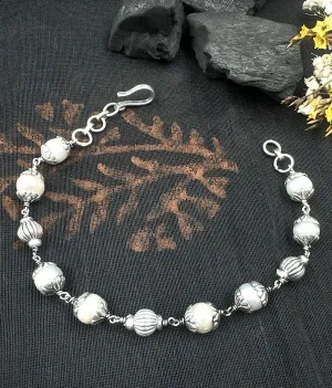 The Silver Beads & Pearl Bracelet