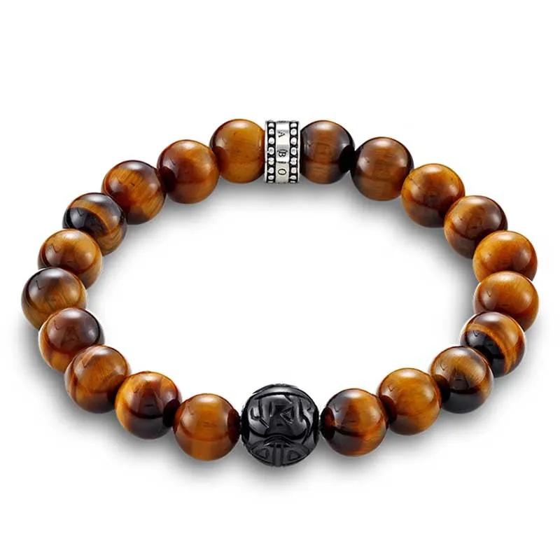 Thomas Sabo Sterling Silver Tiger Eye Bead 19cm Bracelet