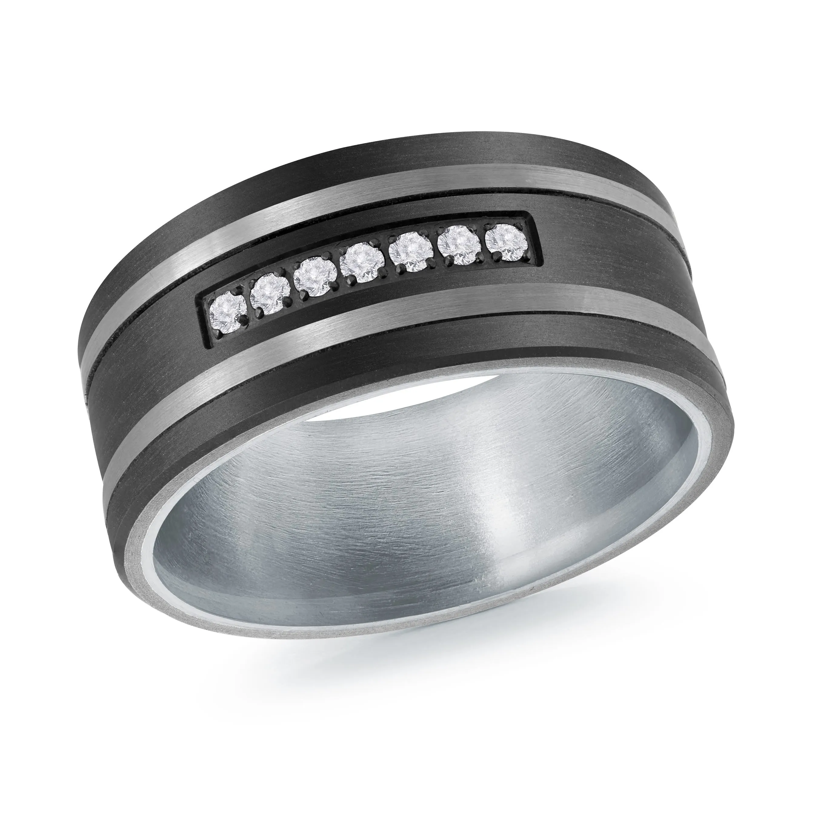 Titanium with 14K White Gold Ring from the Titanium Collection by Malo - MRDTI-015-9AWD